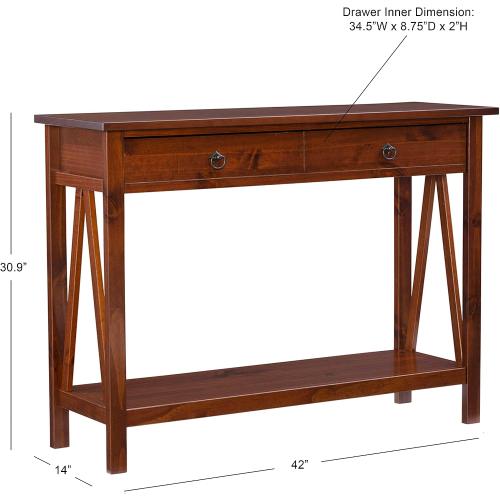 Linon Home Dcor Console Table, 42.01w x 13.98d x 30.71h, Antique Tobacco