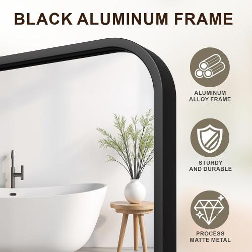 FICTOR Bathroom Mirror, 2 Pack 36x24 Black Framed Vanity Mirror for Wall, Shatterproof &Anti-Rust Bathroom Mirrors for Over Sink, Bedroom, Living Room, Entryway, Vertical/Horizontal Mount