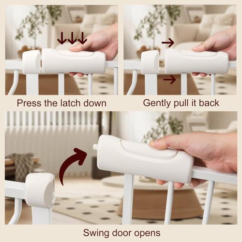 Extra Wide Baby Gate 57.5-62.2 Pressure Mounted,Child Dog Pet Safety Gates with Walk Through Door for Doorways Stairs No Drilling in Door,White
