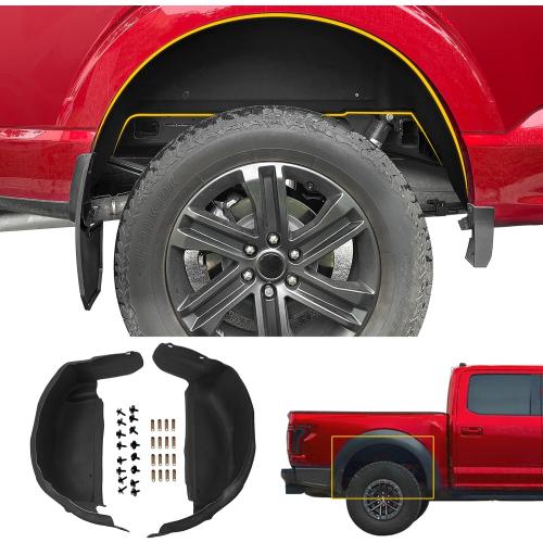 Rear Wheel Well Liners Compatible with 2021-2025 Ford F150 (Not for Raptor) Rear Wheel Arch Liners No Drilling Well Guards Tire Inner Fenders for 2024 F-150 Replacement Accessories (2PCS)