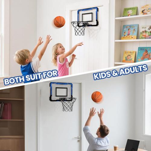 QDRAGON Mini Basketball Hoop, Over The Door Indoor, with 3 Balls/Inflator/Breakaway Rim, Basketball Toy Gifts for Kids and Adults, Suit for Bedroom/Office/Outdoor