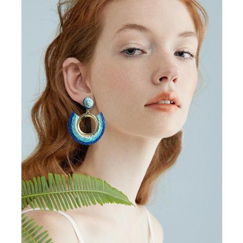 REELMAR Colorful Rattan Dangle Earrings Women Boho Raffia Woven Drop Earrings Statement Handmade Rainbow Earrings Bohemian Summer Beach Jewelry