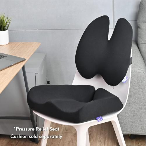 Color Black C CUSHION LAB Extra Dense Lumbar Pillow - Patented Ergonomic Multi-Region Firm Back Support for Lower Back Pain Relief - Lumbar Support Cushion with Strap for Office Chair, Car, Sofa, Plane - Black