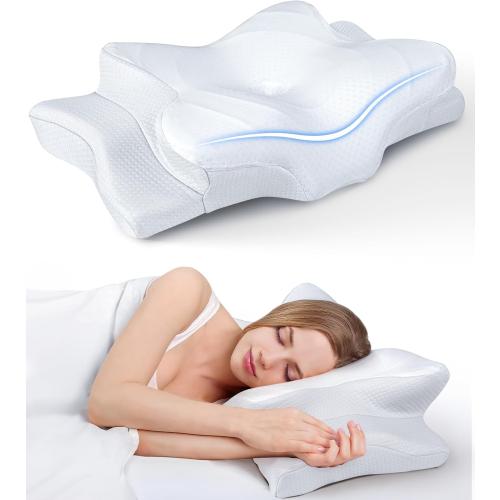 Ultra Pain Relief Cooling Pillow for Neck Support, Adjustable Cervical Pillow Cozy Sleeping, Odorless Ergonomic Contour Memory Foam Pillows, Orthopedic Bed Pillow for Side Back Stomach Sleeper