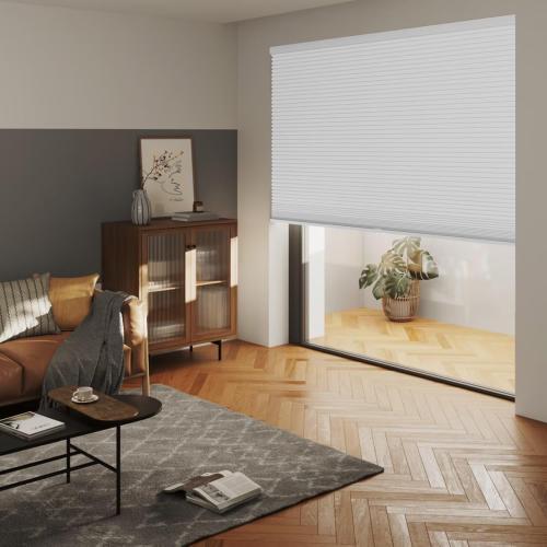 MYshade Cordless Blackout Cellular Shades for Windows, Honeycomb Window Shades with Thermal Insulation, Child & Pet Safe Room Darkening Shade, Easy Install,38 W x 72 H, White