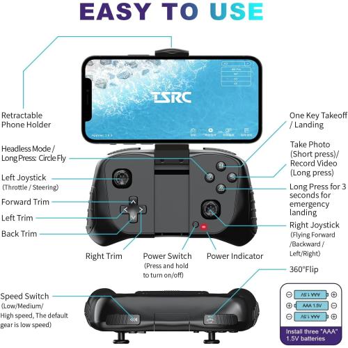 TENSSENX Drone with Camera, 1080P HD FPV Foldable RC Quadcopter with 90° Adjustable Lens, Gestures Selfie, One Key Start, Altitude Hold, 360° Flip, 2 Batteries