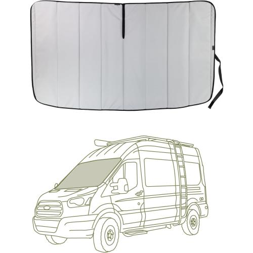 VanEssential Insulated Blackout Front Windshield Window Cover Designed for Ford Transit Van Medium and High Roof Year 2015 to Current - Cool Gray