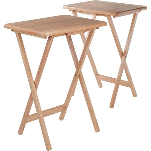 Winsome Alex Set of 2 Foldable Snack Tables, for Living Room, 26, Natural
