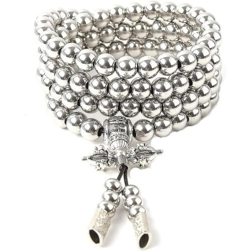 108 Destiny Nepal Prayer Full Metal Buddism Bead Mala Necklace (full stainless steel)