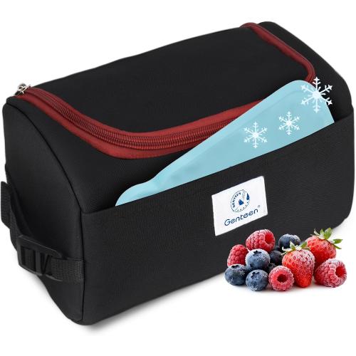 Genteen Small Cooler Bag with Ice Pack,Insulated Lunch & Snack Tote