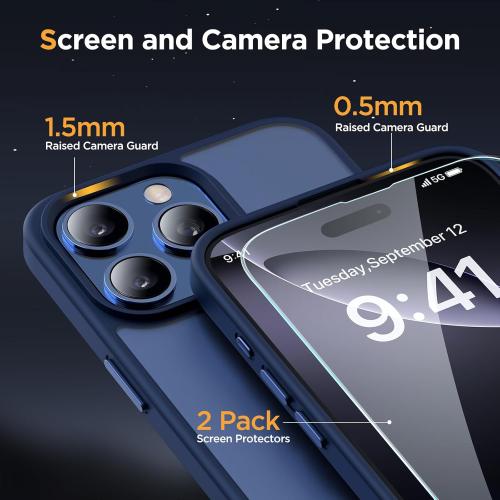 Size iPhone 16 Pro Max Color Blue Miracase Magnetic Series for iPhone 16 Pro Max Case [Compatible with MagSafe] [with Screen Protector] Military-Grade Protection, Anti-Fingerprint, Slim Phone Case for 16 Pro Max 6.9 inch- Dark Blue