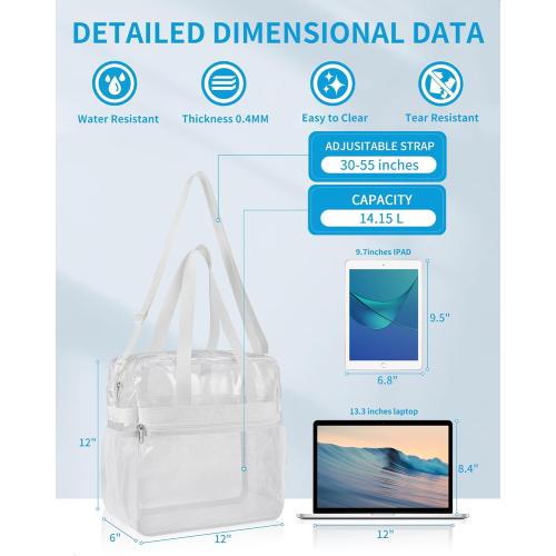 Paxiland Clear Bag for Stadium Events 12x6x12, Clear Tote Bag with Reinforced Strap, Transparent Bag for Sports Concert