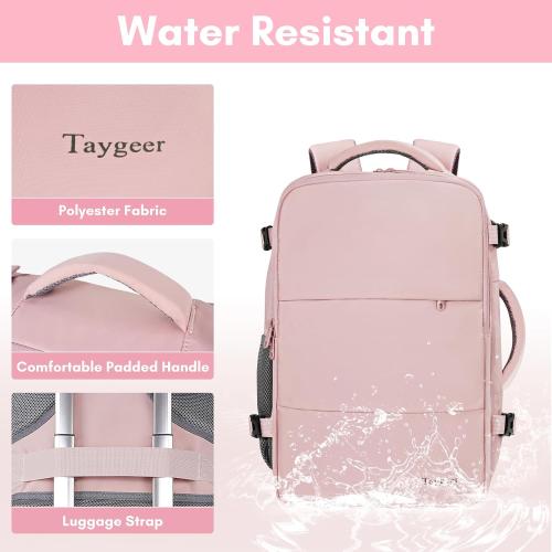 Taygeer Laptop Backpack for Women, Large Travel Backpack ,Laptop Compartment, TSA Friendly 40l Carry On Mochila, Daypack Business Computer Bag for Office Work Travel Essentials, Pink