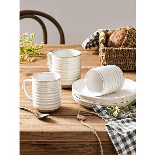LE TAUCI Coffee Mugs 12 oz, Ceramic Coffee Cups for Latte, Hot Tea, Cappuccino, Mocha, Cocoa, Housewarming Wedding Present Mug Set - Set of 4, Arctic White