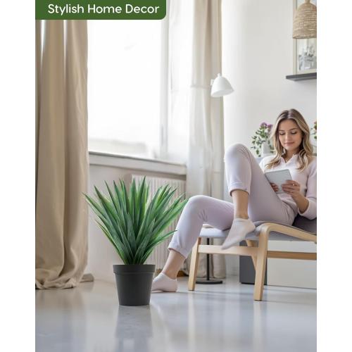 Velener Artificial Agave Plant in Black Pot with Real Stone Pebbles, Large Fake Agave Plant for Indoor and Outdoor-22 inches Tall, 105 Leaves