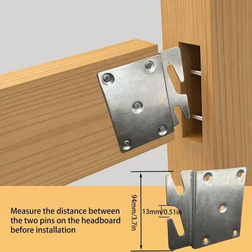 4 Pcs Bed Rail Hooks Plates, Universal Bed Frame Brackets for Headboard Footboard, Replacement Parts with Mounting Screws (96x93mm/3.78x3.66inch)
