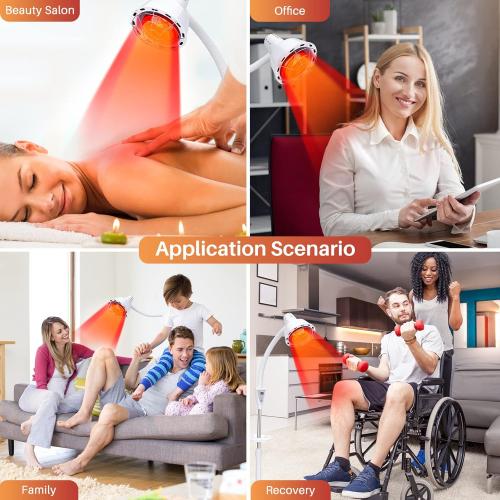 White Infrared Light Therapy 275W Red Infrared Therapy Lamp for Body or Pain Therapy Device with Timer and Adjustable Height Stand