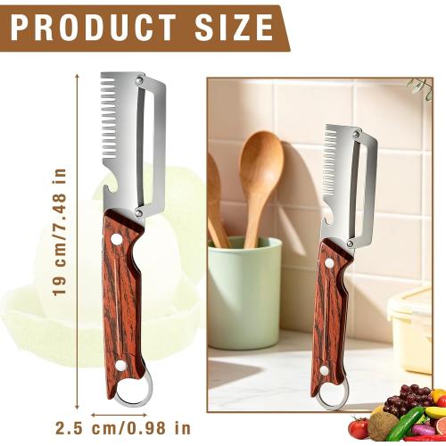 2Pcs 3-1 Multi-functional Vegetable Peeler,New Ktchen Multi-function Stainless Steel Thickened Fruit Peeler Knife with Wooden Handle and Bottle Opener for Vegetables or Fruits that Need to Be Peeled
