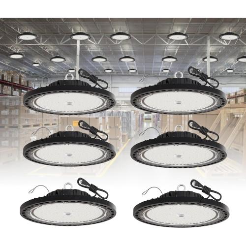 Set of 6 Pack UFO LED High Bay Light 250W, 35000 LM, 5000K with 5ft Power Cord, US Plug, Bright LED Shop Light for Basement Commercial Factory Garage Lighting, IP66 Waterproof, AC110-277V, ETL Listded