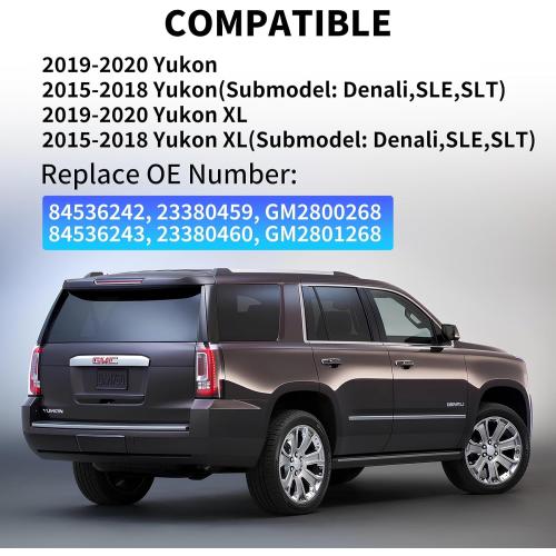 Pair LED Taillight Replacement for 2015-2020 GMC Yukon/Yukon XL Denali SLE SLT, Automotive Rear Light Assembly with Bulbs and Harness - OE Style Tail Lights Kit