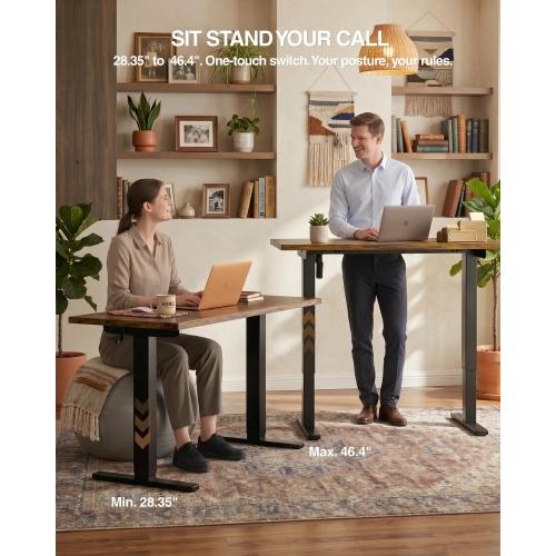 Acrolix Electric Standing Desk, Height Adjustable Home Office Desk with Memory Presets & Cable Management,Rustic Brown Sit Stand Desk for Work from Home, Ergonomic Computer Desk (48 x 24)
