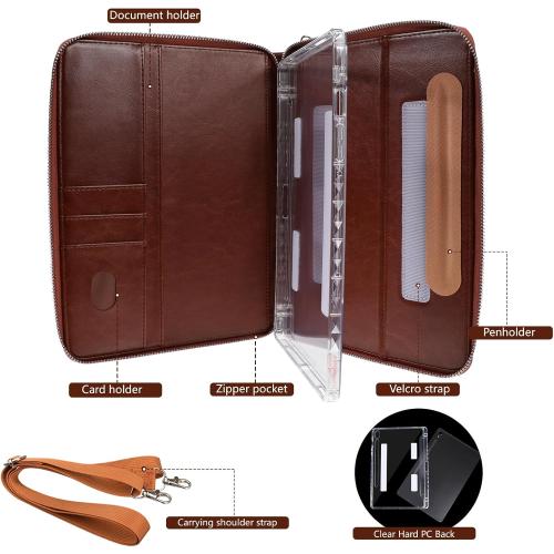 E NET-CASE Case for Samsung Galaxy Tab S10 Lite / S10 FE / S9 FE 10.9-Inch / S9 11-Inch, Zipper Bag,Clear Back Case/Hand Strap/Shoulder Strap/S-Pen Holder/Stand Cover,Brown