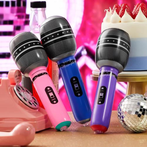 Zhanmai 12 Pieces Inflatable Microphones for Kpop Birthday Party Blow up Fake Microphone Prop Toy for Rock Star Musical Singer Concert Karaoke 80s 90s Movie Party Supplies (Vibrant Color)