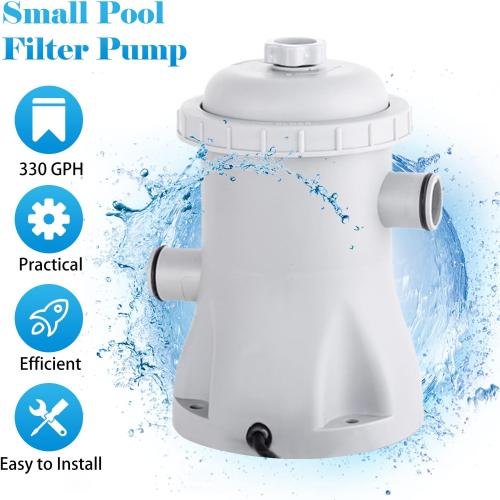 Matybobe Above Ground Pool Filter Pump 330 GPH, Electric, Grey, ABS, Easy to Clean, Suitable for Small Pools & Fish Ponds