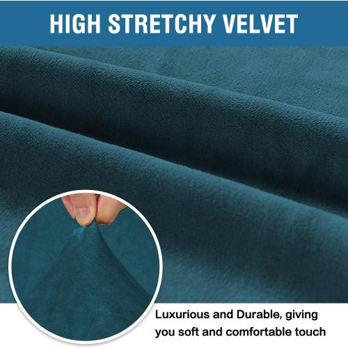 H.VERSAILTEX Stretch Velvet Sofa Covers for 3 Cushion Couch Covers Sofa Slipcovers Furniture Protector Soft with Non Slip Elastic Bottom, Crafted from Thick Comfy Rich Velour (Sofa 72'-90', Deep Teal)