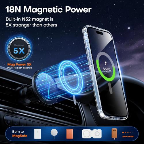 TAURI for iPhone 15 Plus Case Clear, Compatible with Magsafe, with Screen Protector, Military Grade Drop Protection Shockproof Case for iPhone 15 Plus 6.7 Inch | 3 in 1, Not Yellowing, 6.7 Inch