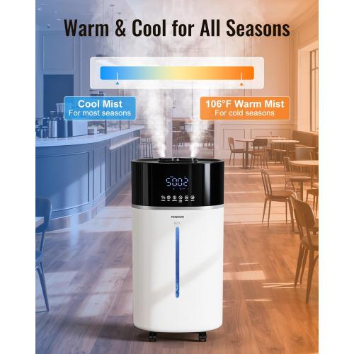 Yokekon Cool and Warm Mist Humidifier Large Room, 4.76Gal/18L Humidifiers for Home 2500 sq ft, Air Humidifiers for Bedroom with Diffuser&Extended Tube, Whole House Humidifiers for Nursery Baby Plants