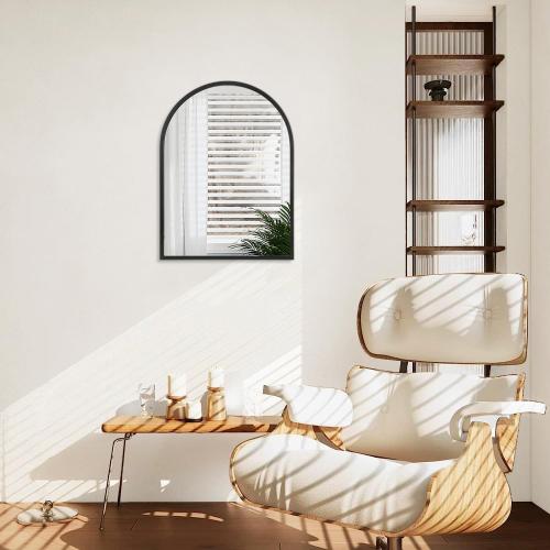 Arch Wall Mirror 20x16 Large Black Bathroom Mirror Metal Frame Mirrors for Wall, Decoration Vanity Bedroom Entryway Living Room