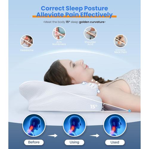 Ultra Pain Relief Cooling Pillow for Neck Support, Adjustable Cervical Pillow Cozy Sleeping, Odorless Ergonomic Contour Memory Foam Pillows, Orthopedic Bed Pillow for Side Back Stomach Sleeper