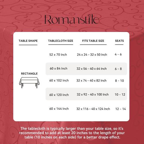 Romanstile Red Christmas Jacquard Rectangle Tablecloth, 60 x 84 Inch