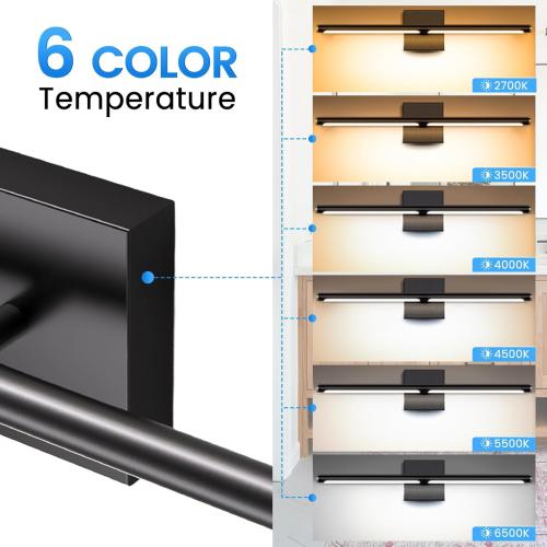 Modern Bathroom Vanity Light 40 inch, 22W Dimmable 6CCT Led Bathroom Light Fixture Over Mirror, Black Bar Vanity Light for Mirror FCC Certificated