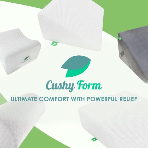 Cushy Form Leg Elevation Pillow - 8 Inch Wedge Pillows for Legs - Elevated Support for Back, Hip and Knee Discomfort & Post-Surgery w/ Washable Cover - White
