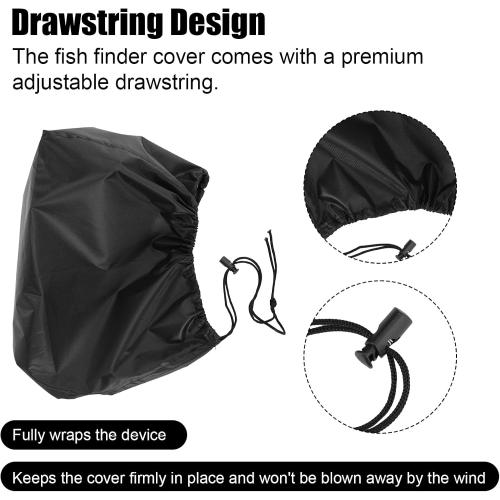 Fish Finder Cover for Lowrance Humminbird 12-Inch Fishfinder, Waterproof 210D Oxford Fabric Depth Protector Cover Accessories with Silver Coating & Drawstring to Protect Screen and Device