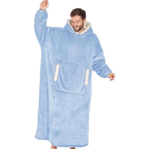 yescool Wearable Blanket Hoodie, Flannel Sherpa Fleece Blanket Sweatshirt for Adults Women Men,One Size Fits All