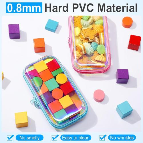 Sanwuta 6 Clear Hard Zipper Case, Holographic, 7.48 x 3.94 x 2 Inch
