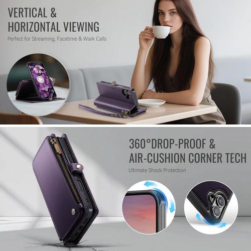 Defencase for iPhone 16 Phone Case Wallet Compatible with Magsafe, Purple