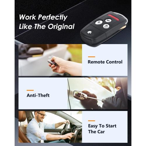 OCPTY Replacement 1Pcs Flip Key Fob for Acura for MDX for Acura for RDX 2007-2013 N5F0602A1A