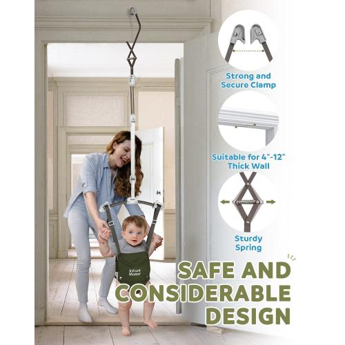 Master Baby Doorway Jumper - Sturdy with Adjustable Strap, Soft Johnny Bouncer Seat, Ideal Gift for Infant, Free Installation, Green