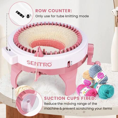 SENTRO 48 Needles Knitting Machine with Row Counter and Plain/Tube Weave Conversion Key, Efficiently DIY Scarf Hat Sock