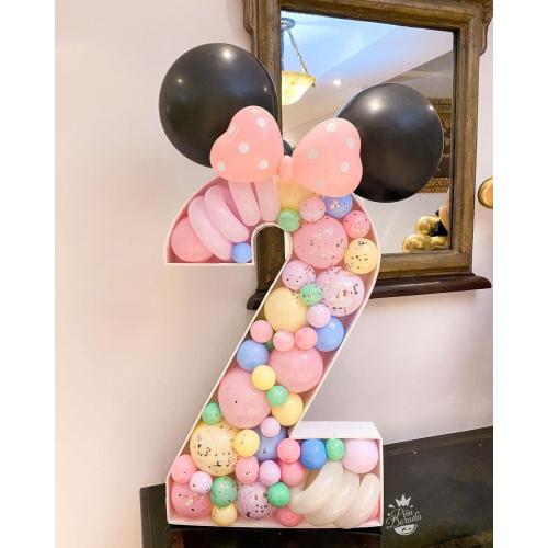 Mosaic Balloon Frame Numbers 2 Pre-Cut Large Foam Board Sign Cut-Out for Boy Girl Birthday Backdrop Anniversary Decoration