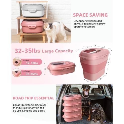 30-35Lbs Airtight Dog Food Storage Container,Collapsible Dog Food Container