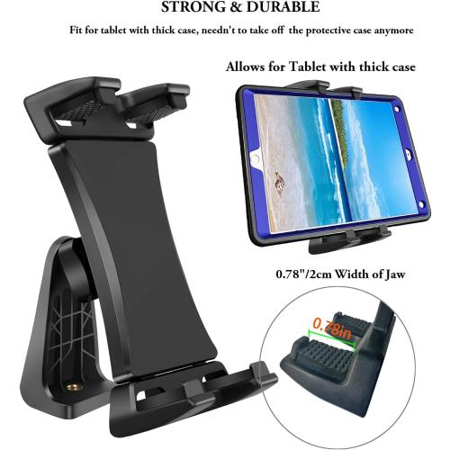 IPad Tripod Mount Adapter 360 Degree Rotatable Universal Tablet Clamp Holder for iPad Pro 12.9 11 10.5, iPad Air Mini, Surface Tab, Galaxy Tab and 3.5 to 13.5in Phone Tablet, for Tripod, Monopod