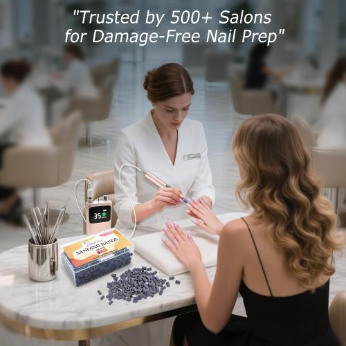 Maryton 500 Pcs Sanding Bands for Nail Drill, Fine Grit Nail Sanding Band Bulk for Professional Salons Manicure and Pedicure