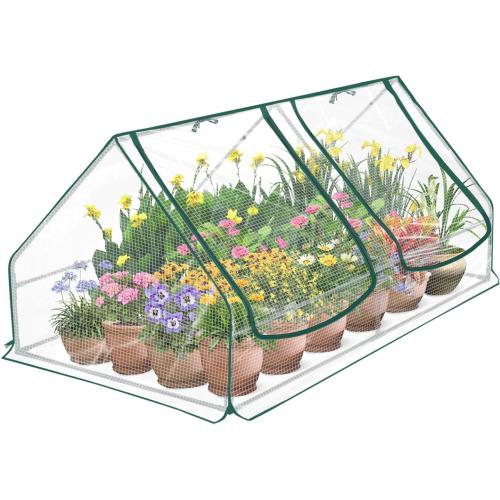 Mini Greenhouse High Light Transmission 75 x 39 x 34 Portable Green House, Compatible with 6x3x1 Ft Raised Garden Bed Planters, Reinforced Waterproof Hot House for Indoor and Outdoor, Clear Cover