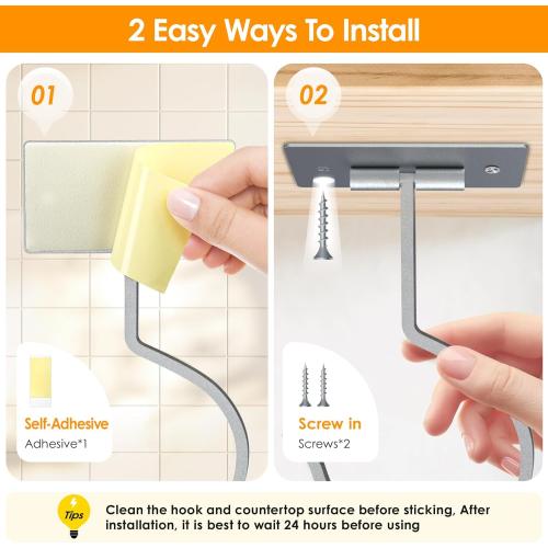 Self Adhesive Banana Hook Under Cabinet Foldable Banana Hanger Metal Under Counter Banana Hook to Keep Bananas Fresh Banana Holder for Kitchen RV Space Saving, Silver