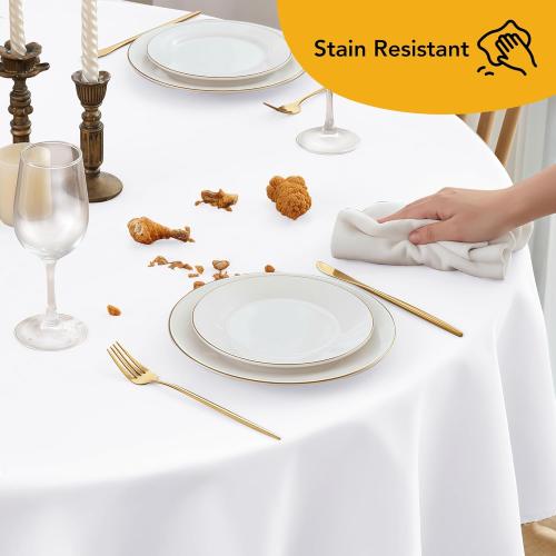 6-Pack White Round Tablecloths, 120 Inches, Stain-Resistant Polyester for 5-6 Ft Round Tables - Washable Table Covers for Weddings, Banquets, Birthday, Parties, Events